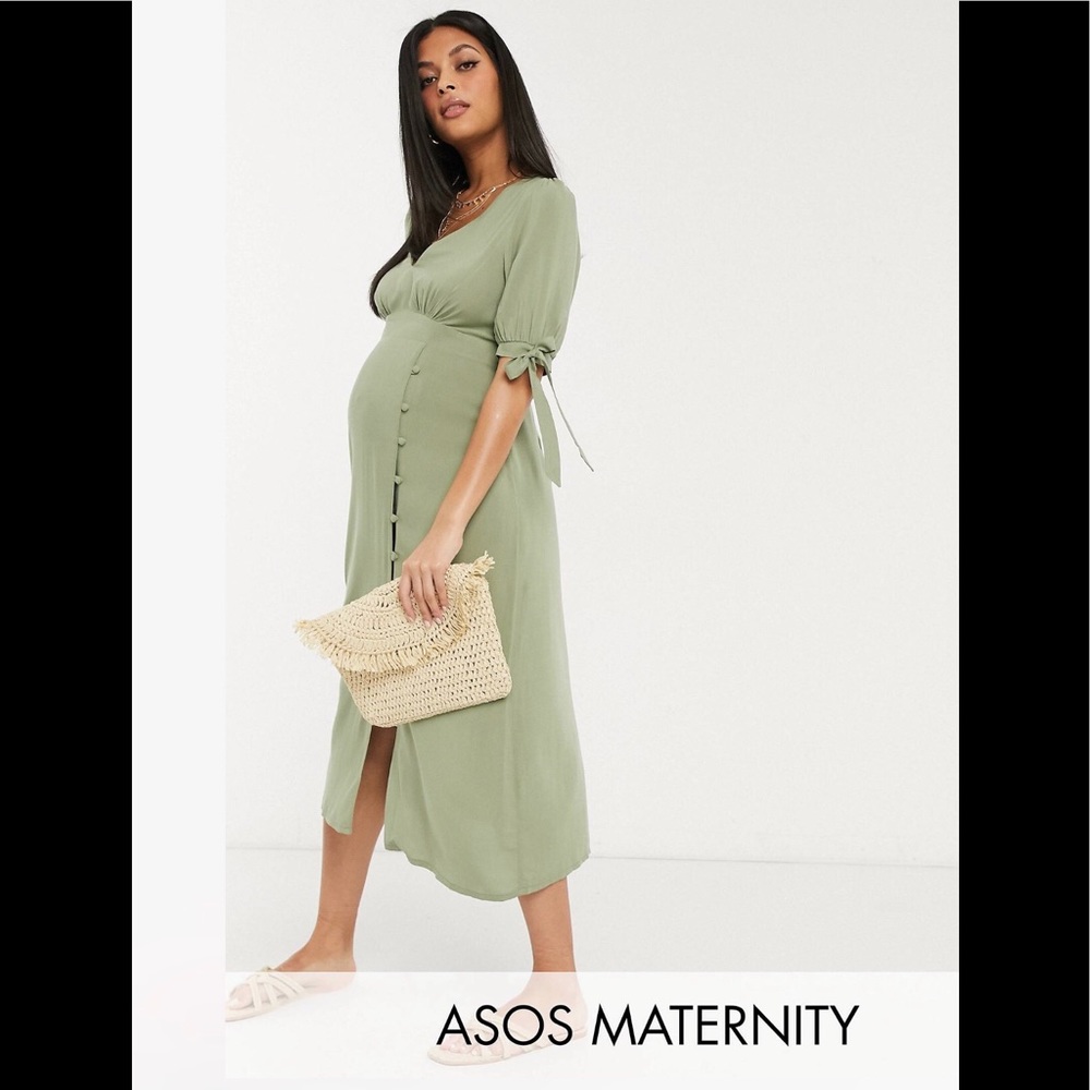 ASOS Maternity Midi Tea Dress - Sage